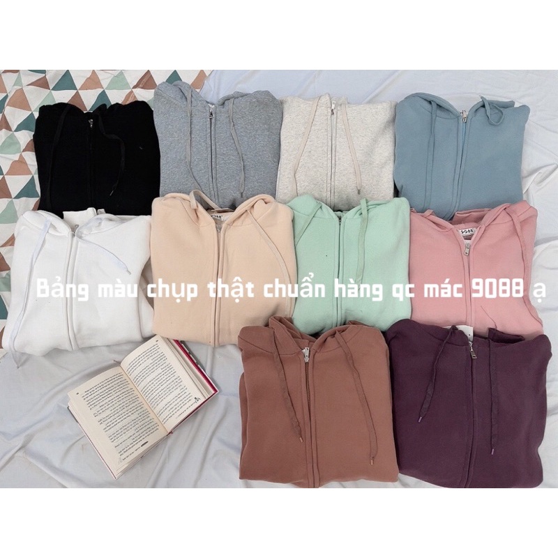 Ảnh thật) Áo khoác nỉ bông trơn KÉO KHOÁ có mũ basic | BigBuy360 - bigbuy360.vn