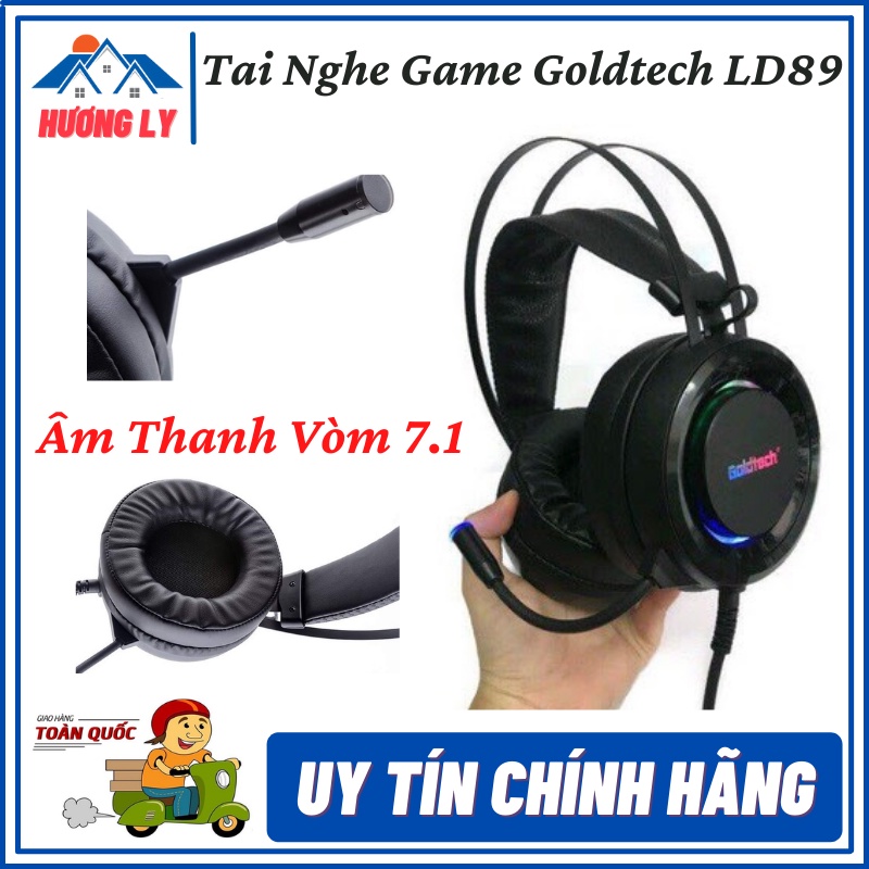 Tai Nghe Gaming Goldtech LD89 - Tai Nghe Chụp Tai Chơi Game Âm Thanh 7.1 Có Đèn Led - Bảo Hành 12 Tháng
