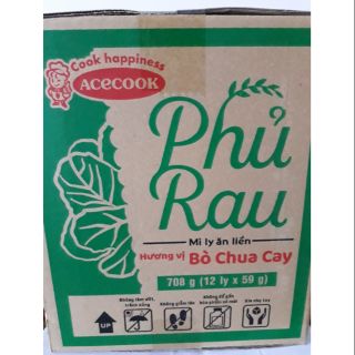 Mì ly acecook ly phủ rau hương vị bò chua cay và gà cay