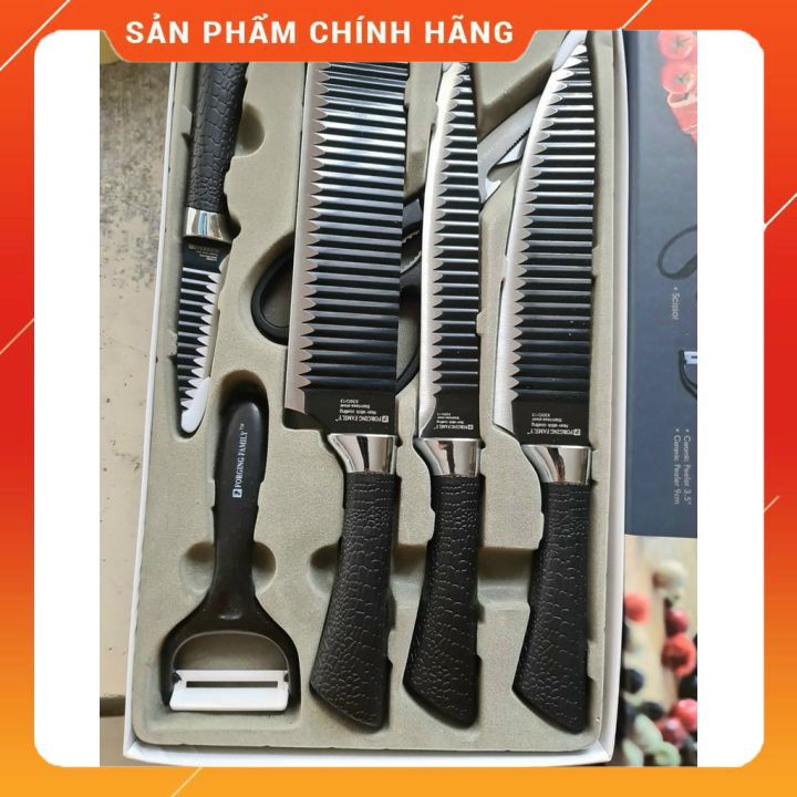 Set dao Nhật 6 món công nghệ ASAKH lưỡi sóng cao cấp⚡️𝐅𝐑𝐄𝐄 𝐒𝐇𝐈𝐏⚡️Dao lưới sóng chất liệu hợp kim chống gỉ