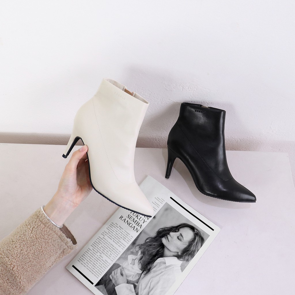 Boot nữ Cao Gót bAimée & bAmor Cổ Thấp Mũi Nhọn Gót Nhọn Cao 7cm Giày Bốt Đẹp Lót Lông Da Mềm Màu Trắng Đen Kem - MS1618 | BigBuy360 - bigbuy360.vn