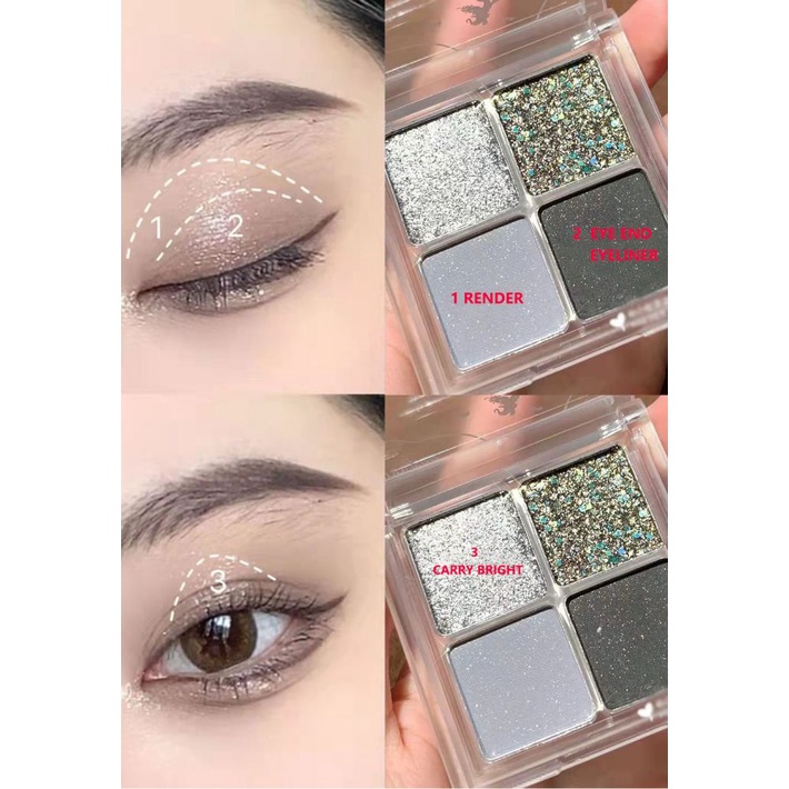 [Hàng mới về] Bảng phấn mắt 4 màu trang đIểm mắt khói Jaded tông cam đất cam đào