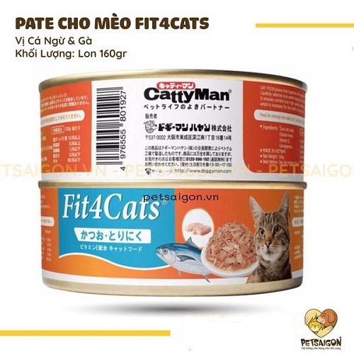 [CHÍNH HÃNG] PATE CÁ NGỪ ĐÓNG HỘP FIT4CATS CHO MÈO LON 160G