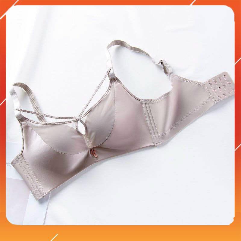 Áo lót nữ không gọng cup chéo bản to đệm mút vừa phối lụa cao cấp A5373