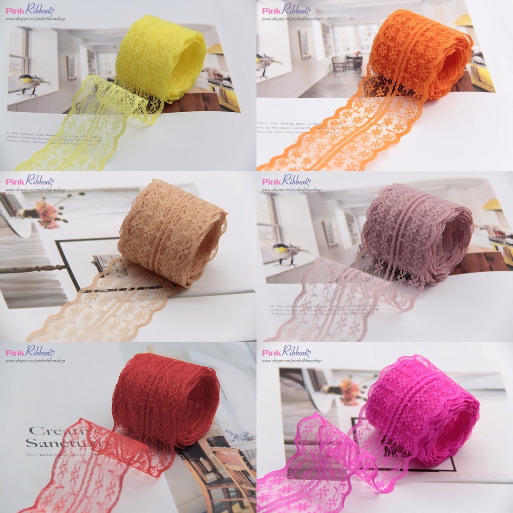 CUỘN 10M - Ren mỏng 5cm-phụ kiện thời trang may mặc