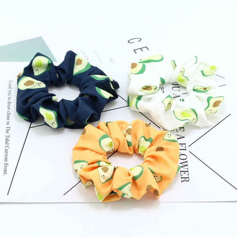 Dây cột tóc vải scrunchies quả bơ
