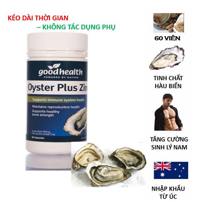 Tinh chất hàu New Zealand Good Health Oyster Plus tăng cường sinh lý nam giới (60 viên/lọ)  | 3wolves