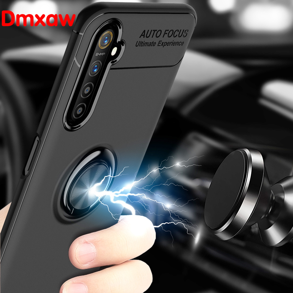 Ốp điện thoại có nhẫn giữ và đế nam châm gắn ô tô tiện lợi dành cho Realme 6 5 Pro 6i 5i 5s C3 V5 6s Q X C2 A1K K3