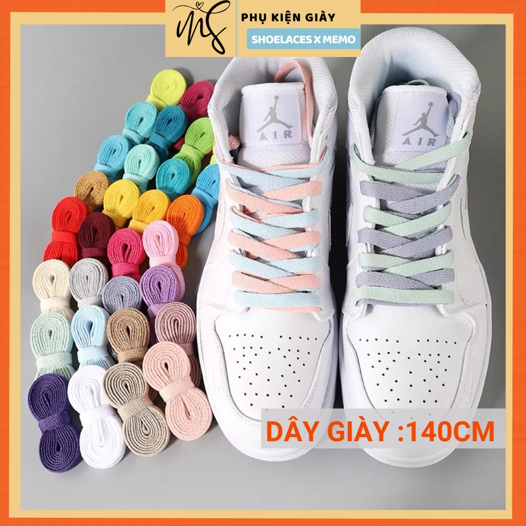 Dây giày jordan nike low 54&quot; 140cm dây bản dẹt nhiều màu