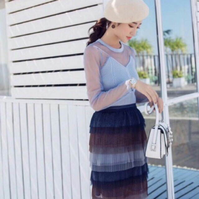 Chân váy lưới nhiều tầng
