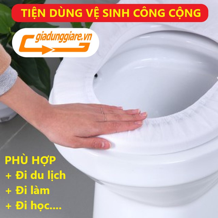 (Gói 10 cái) Bọc lót nắp bồn cầu toilet dùng gia đình sạch sẽ không thấm nước tiện mang theo văn phòng du lịch đi học