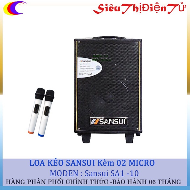 LOA KÉO KARAOKE SANSUI SA1-10 LOA KẸO KÉO BLUETOOTH KÈM 2 MICRO - DÒNG LOA KÉO KAY