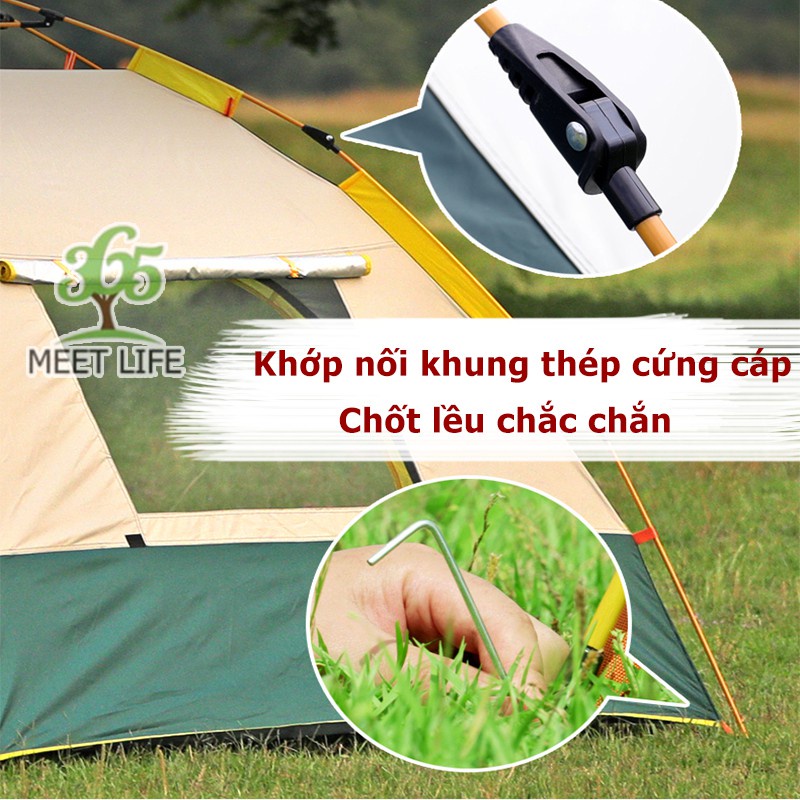 Lều Cắm Trại Dã Ngoại Tự Bung 2 Lớp 4-6 Người Camping Chống Nước Chống Tia Uv Kiểu Vintage Haochi