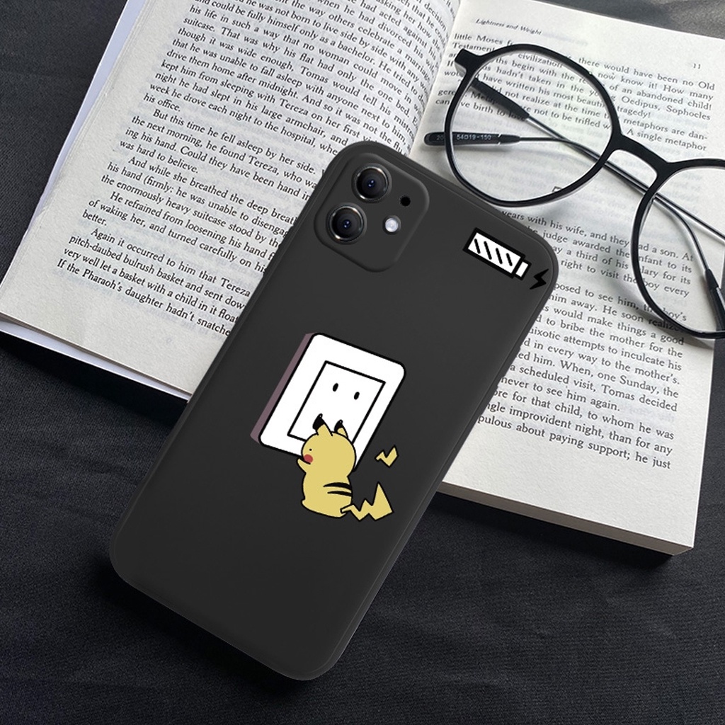 Ốp Lưng Iphone Cạnh Vuông Pikachu Sạc Điện 6/6plus/6s/6splus/7/7plus/8/8plus/x/xr/xs/11/12/pro/promax - DIY Shop