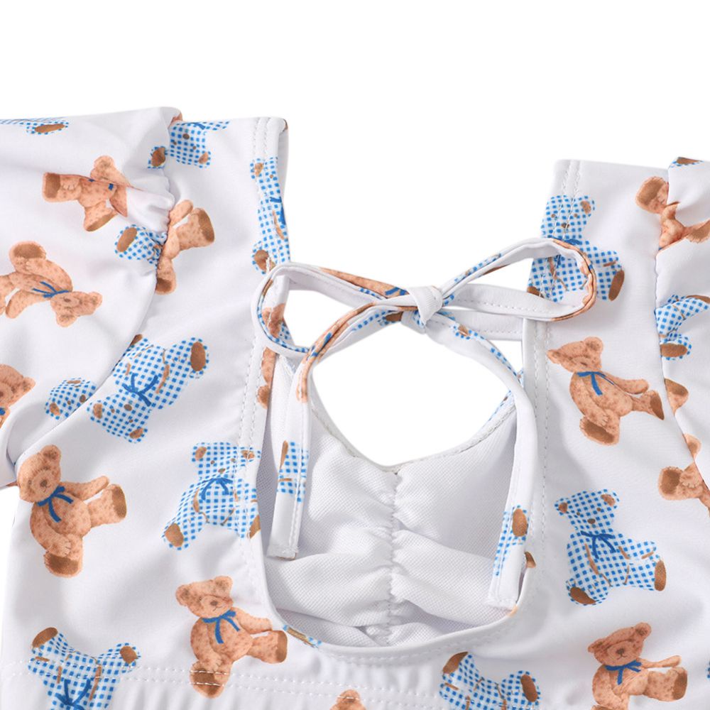 Bộ Đồ Bơi Ba Mảnh Áo Tay Ngắn + Quần Short + Nón Bơi Cho Bé Gái