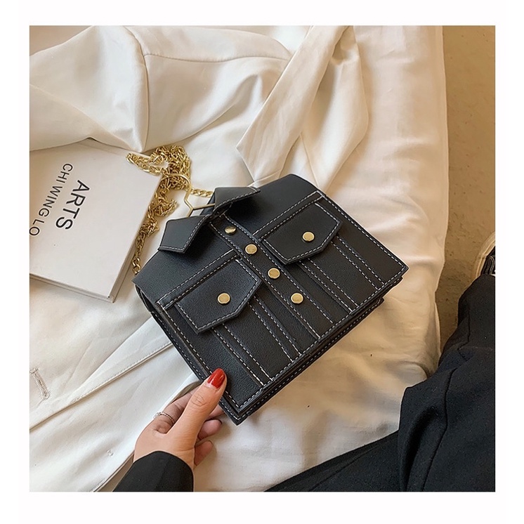 Túi Xách Nữ - Túi Vuông Hộp Mini Đeo Chéo, Hàng Thiết Kế Áo Sơ Mi Độc lạ, Thời trang, Cá Tính Kèm Dây Xích Đeo