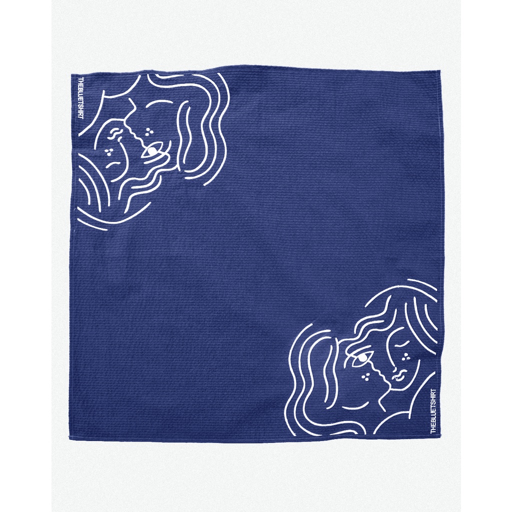 TheBlueTshirt - Khăn Vuông Bandana Màu Xanh Hoạ Tiết Trắng - Bandana Bestie