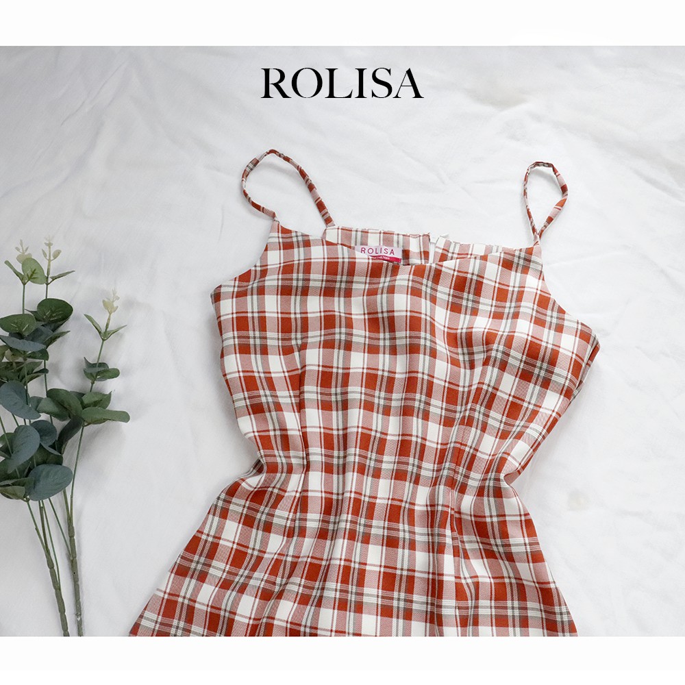 Đầm váy 2 dây caro dễ thương xinh xắn Rolisa RD002