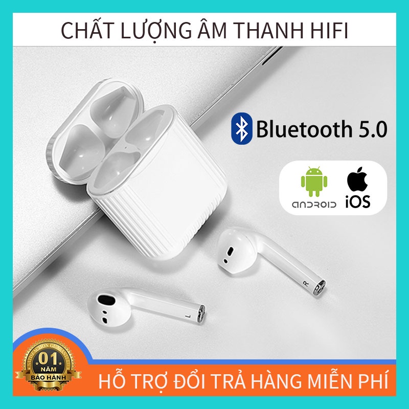 Tai nghe nhét tai Bluetooth 5.0 không dây TWS chất lượng âm thanh HiFi cho thiết bị Android và iPhone iPad