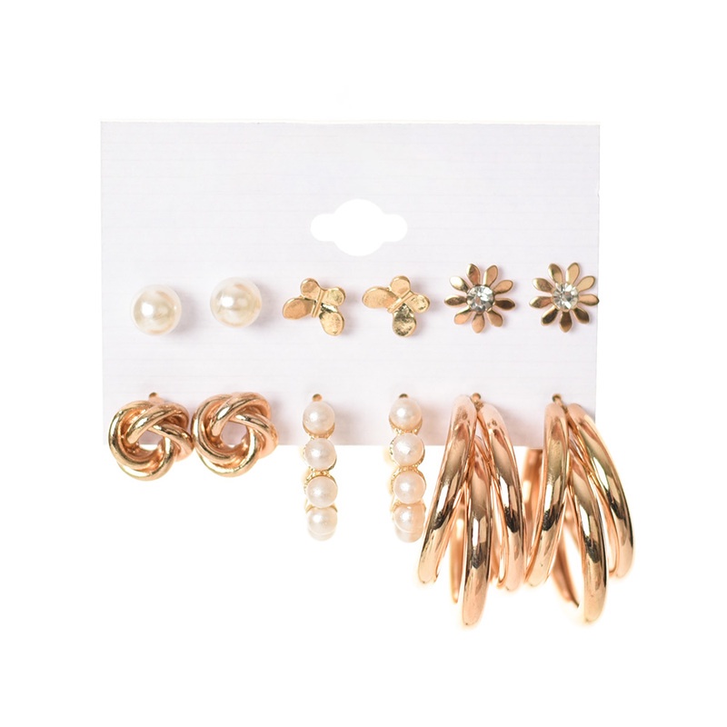 Bộ Khuyên Tai Tròn/Vòng Tròn Bằng Acrylic/Kim Loại/Ngọc Trai Thời Trang Phong Cách Vintage