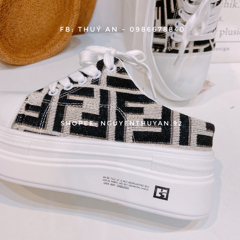 Giày sục thể thao độn đế 7cm ⚡️FREE SHIP⚡️hoạ tiết sang, tôn chiều cao, êm chân