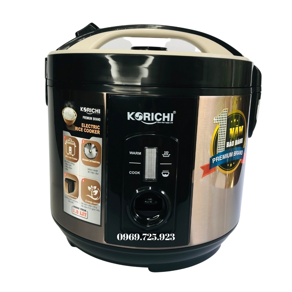 Nồi Cơm Điện 1,8L Korichi KRC1865- Lòng Nồi Chống Dính Siêu Bền- Hàng Chính Hãng- BH 12 tháng | BigBuy360 - bigbuy360.vn