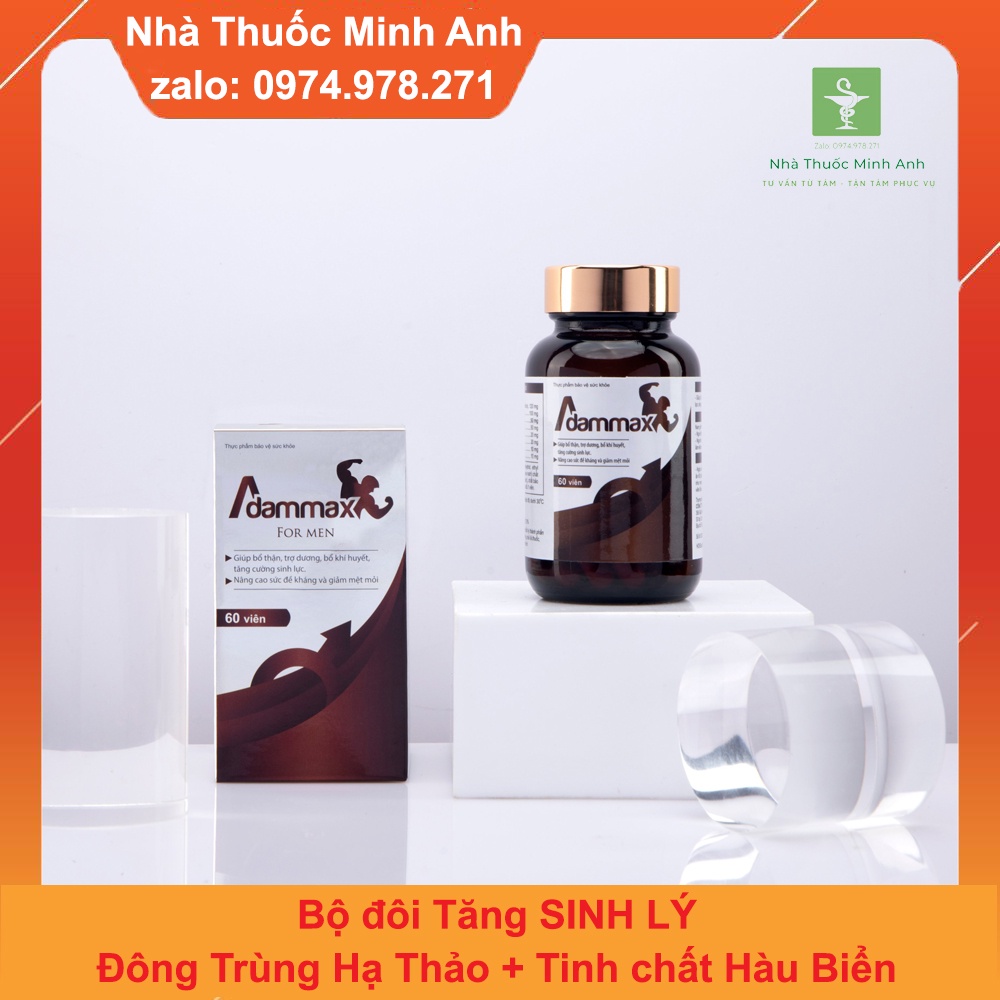 Đông Trùng Hạ Thảo Adammax hộp 60 viên - Tăng cường sinh lý, bổ thận, tráng dương
