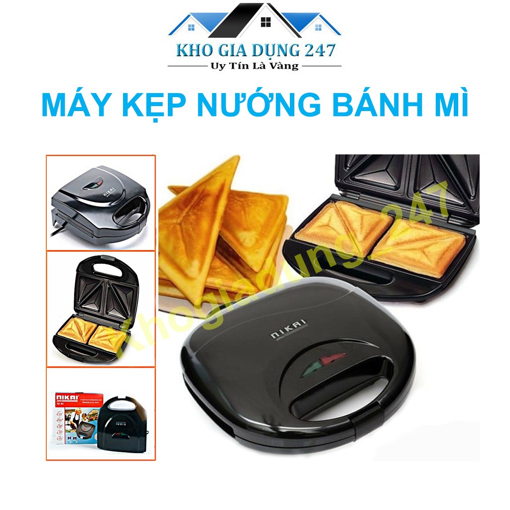 Máy Kẹp Nướng Bánh Mì Nikai, Ép Bánh Sandwich, Rán Trứng, Làm Đồ Ăn Sáng, Nướng 2 Mặt Thơm Ngon Tiện Lợi