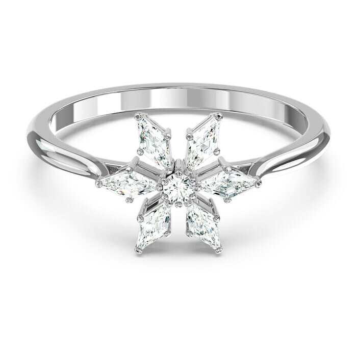 Nhẫn Mạ Bạc SWAROVSKI Hình Ngôi Sao / Bông Tuyết Đính Pha Lê Thời Trang Cho Nữ