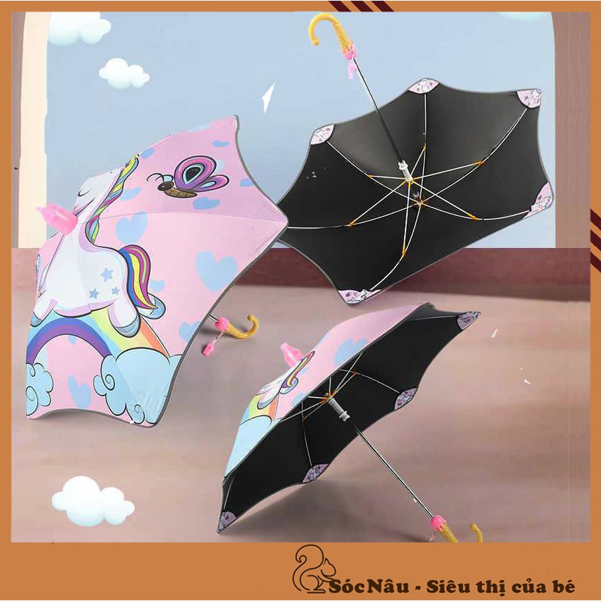 Ô Dù đi nắng che mưa Ngựa một sừng Unicorn hồng cho bé gái - Ô Dù cao cấp cho bé