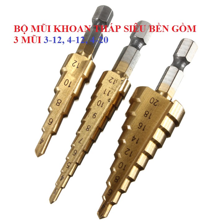 Bộ 3 Mũi Khoan Tháp
