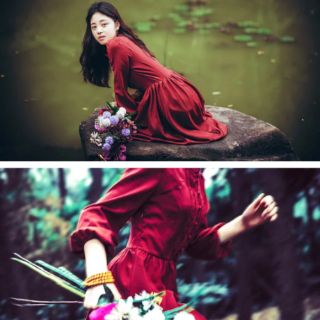 Váy Đỏ dáng dài phong cách Vintage