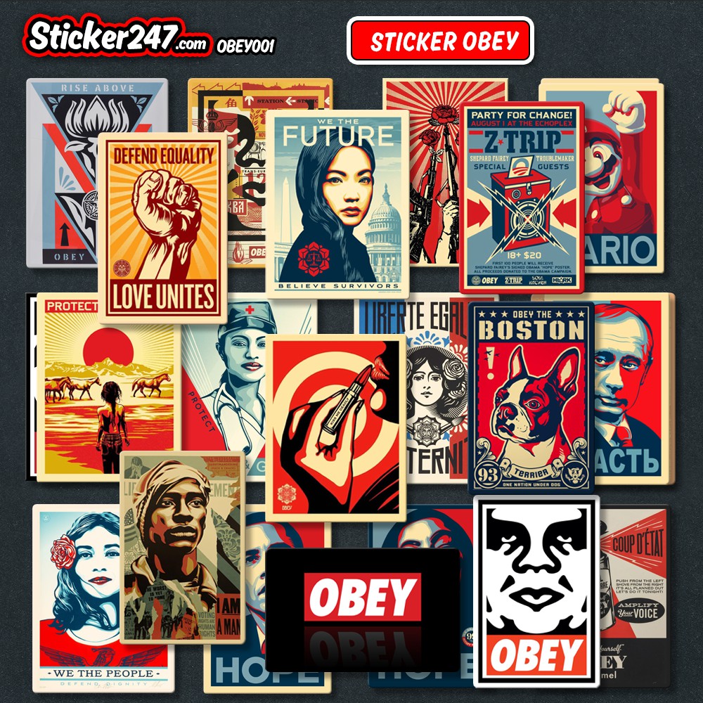 Sticker Obey 𝑭𝒓𝒆𝒆𝒔𝒉𝒊𝒑 chống nước sticker dán laptop, điện thoại, đàn guitar, dán mũ bảo hiểm, vali, ipad