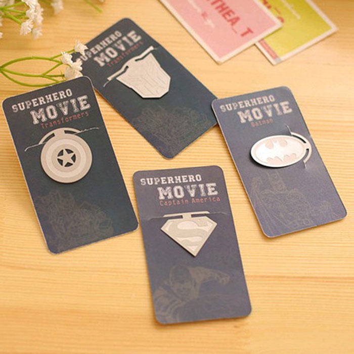 1 Thẻ Đánh Dấu Trang Sách Bằng Kim Loại Rỗng Hình Siêu Anh Hùng Sáng Tạo