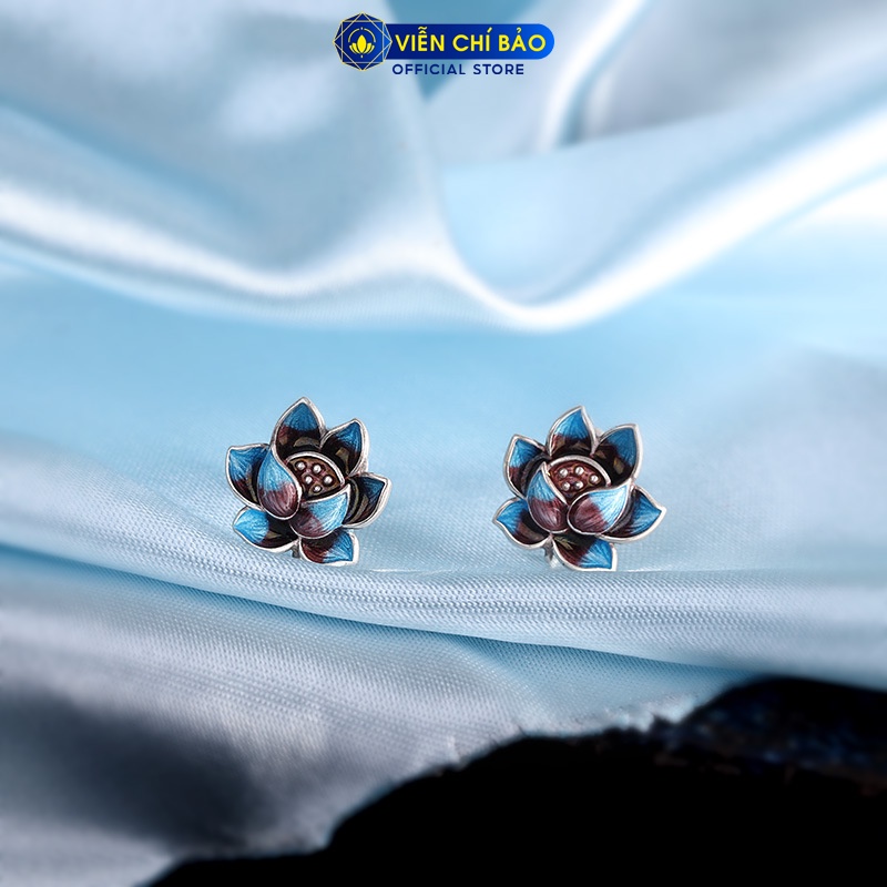 Bông tai bạc nữ Nguyệt Liên Hoa chất liệu bạc Thái 925 thời trang phụ kiện trang sức nữ Viễn Chí Bảo B000222