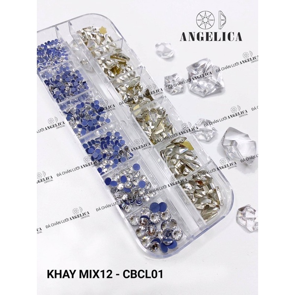 Khay đá khối chân vàng mix đá chân lưới- hàng cao cấp- phụ kiện nail