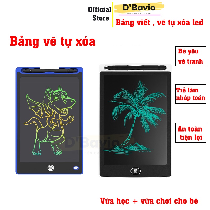 Bảng vẽ tự xóa thông minh, bảng viết tự xóa led cho bé vui chơi 8.5 inch - Dbavio