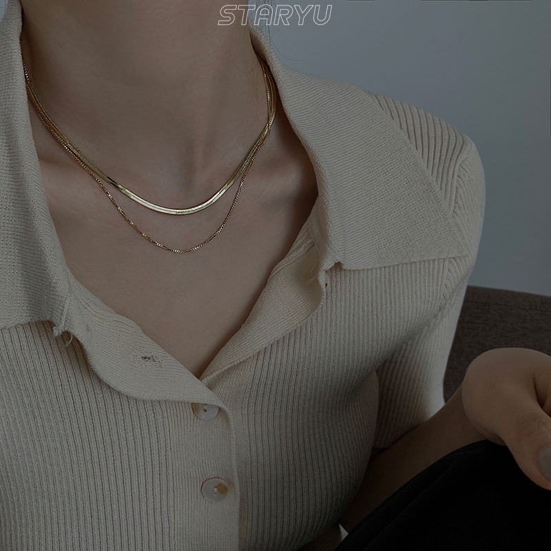 Vòng cổ Hai Lớp Bằng Thép Titan Phong Cách Cá Tính Cho Nam Nữ