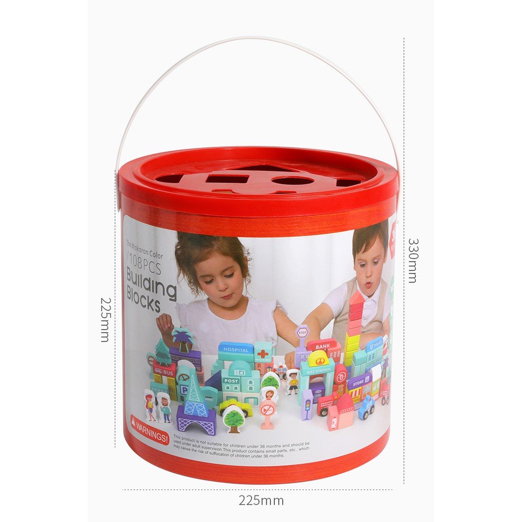 Mô hình thành phố, đồ chơi lắp ghép, xây dựng bằng gỗ