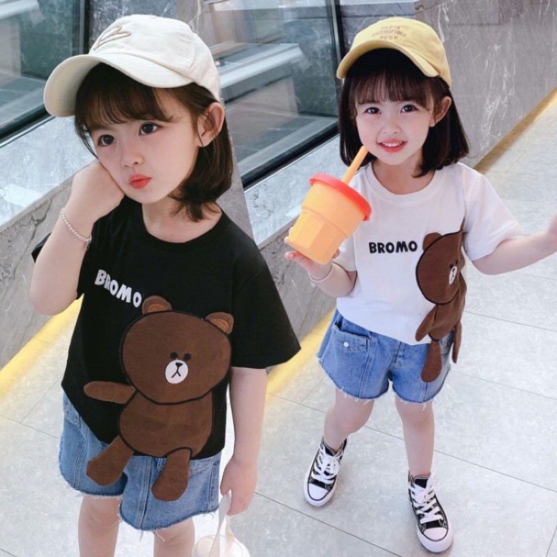 Áo Phông Cộc Tay Hình Gấu Cho Bé 7-18kg