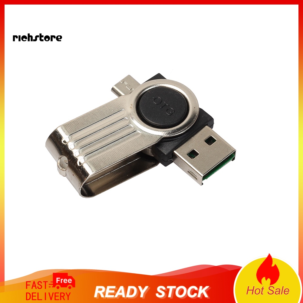 Đầu Đọc Thẻ Nhớ OTG Micro USB SD TF Xoay Được | BigBuy360 - bigbuy360.vn