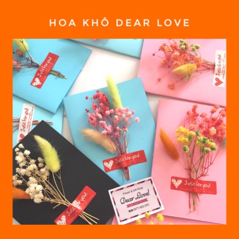 THIỆP HANDMADE HOA KHÔ 11 X 15CM