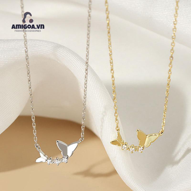 ✨✨Vòng cổ nữ phối mặt hình bướm đính đá pha lê phong cách Hàn Quốc