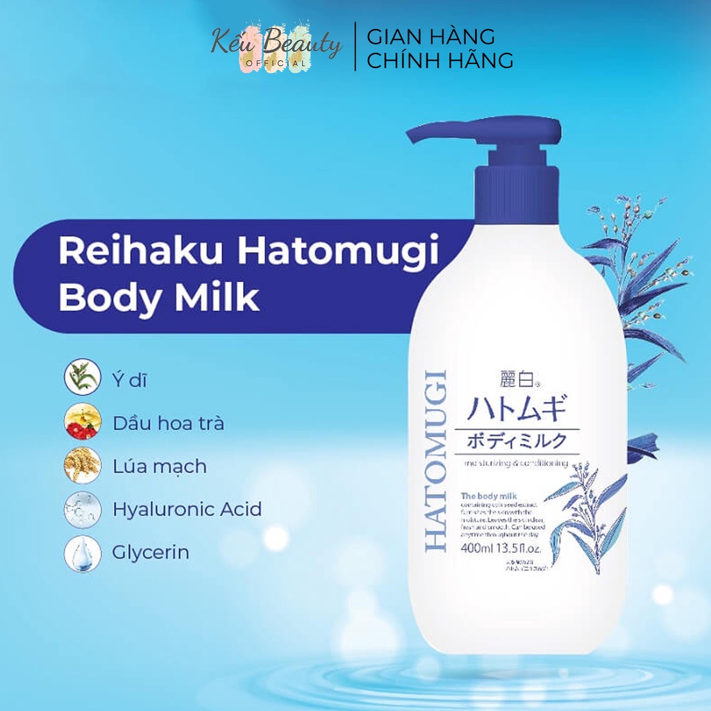 Sữa dưỡng thể ban đêm Hatomugi The Body Milk chiết suất Ý Dĩ dưỡng sáng da 400ml