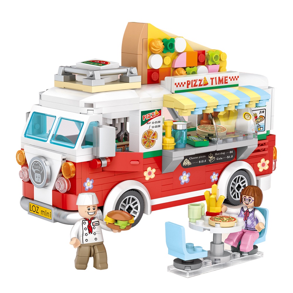 Bộ đồ chơi lắp ráp LOZ mô hình food truck- coffee truck, pizza truck, dessert truck, fruit truck