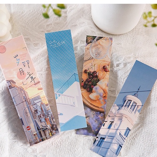 Hộp 30 tấm bookmark đánh dấu trang chủ đề cảnh biển mây trời