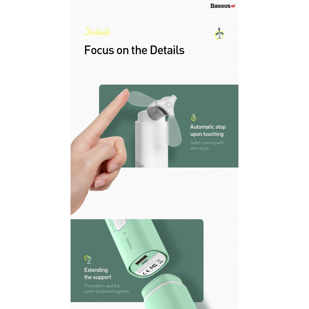 Quạt Cầm Tay Đa Năng Tích Hợp Sạc Dự Phòng 2000mAh Baseus Square Portable Folding - Chính Hãng | BigBuy360 - bigbuy360.vn