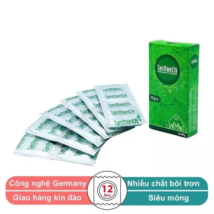 Combo dung dịch vệ sinh nam HEBU dạng gel hương táo kiwi và bao cao su Tâm Thiện Chí Family hộp 12 cái