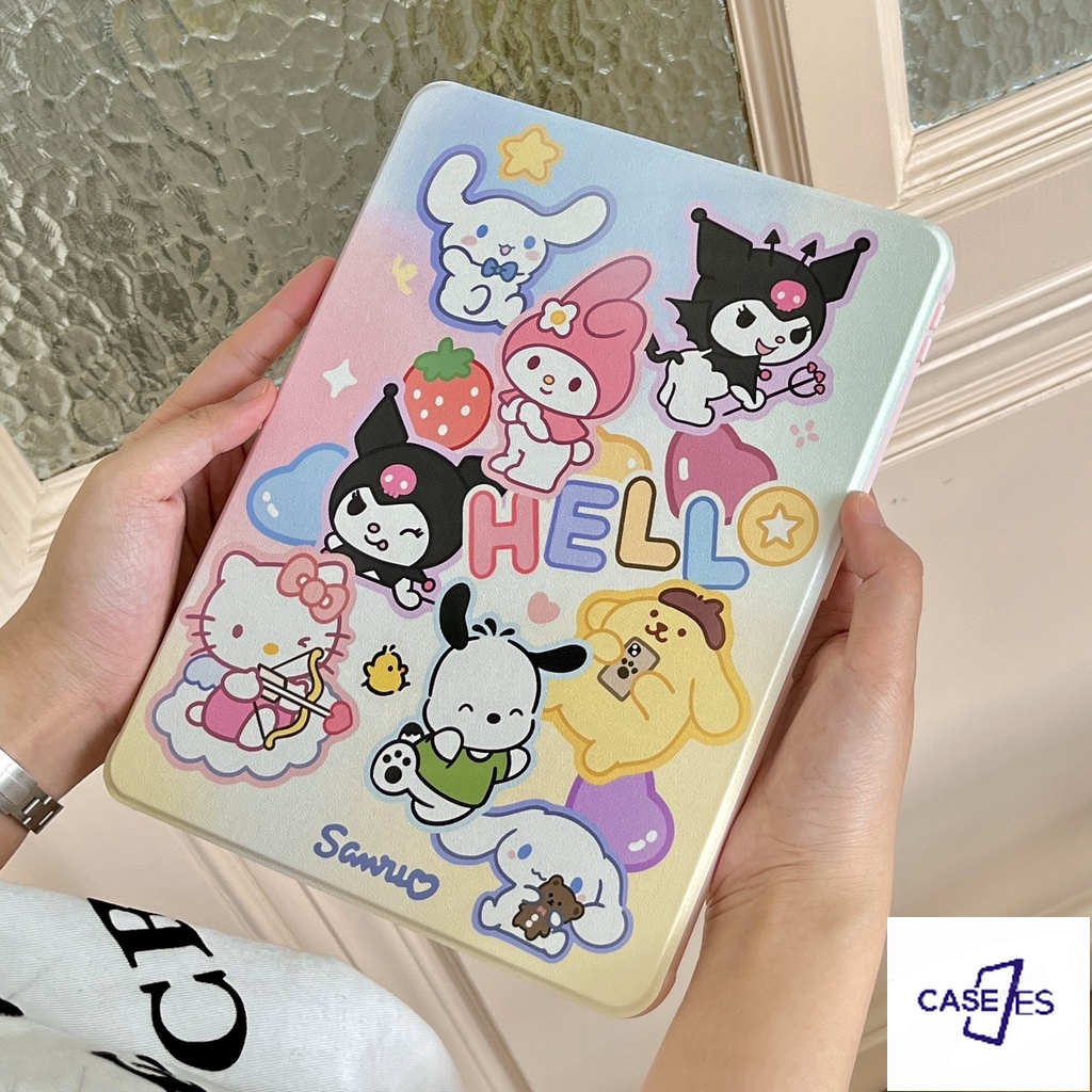 SANRIO Ốp Máy Tính Bảng Silicon Có Vòng Xoay Cho iPad 2019 10.2 air 4 10.9 9.7 Inch Pro 11 18 8th Gen 17