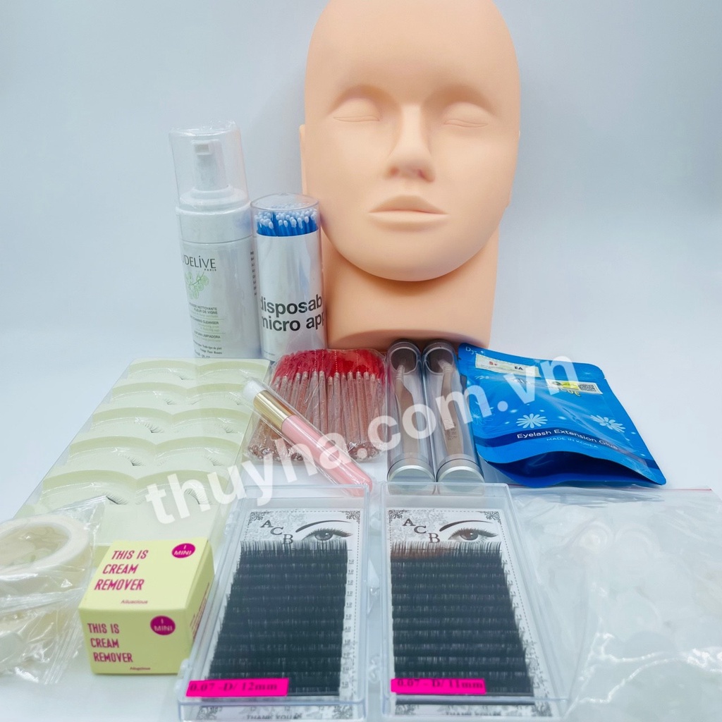 combo tập nối mi cơ bản 360k_dụng cụ mi_keo nối mi_uốn mi_mi khay_mi fan_THÚY HÀ